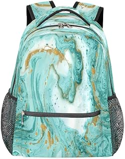 Mochilas para meninos e meninas, mochila de mármore para laptop, mochila escolar com vários bolsos, estampa de pedra com alça de ombro ajustável para viagens, caminhadas, acampamento, Multi, M