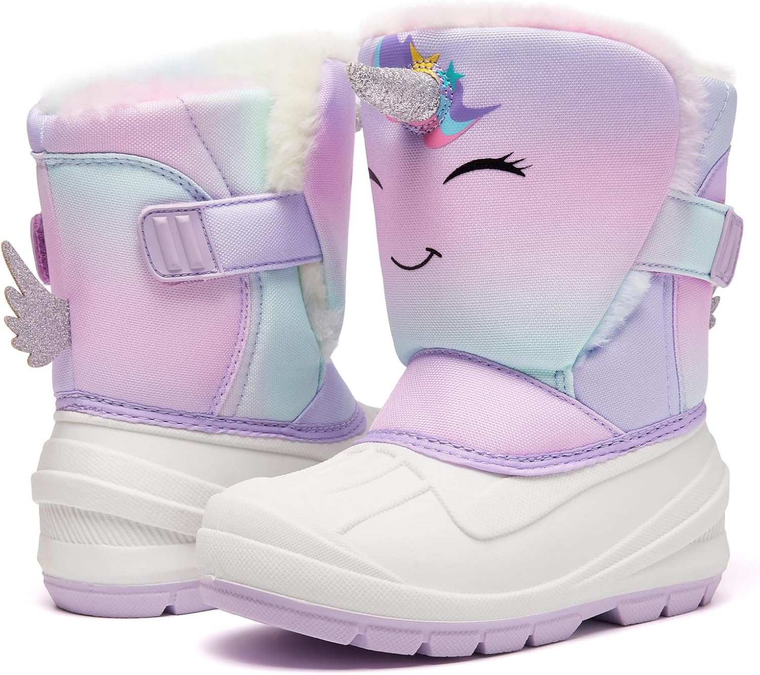 MORENDL Kids' Snow Boots Insulated Waterproof Fur Lined Warm Anti-Slip Winter Shoes for Boys and Girls Outdoor Walking(Toddler/Little Kid)