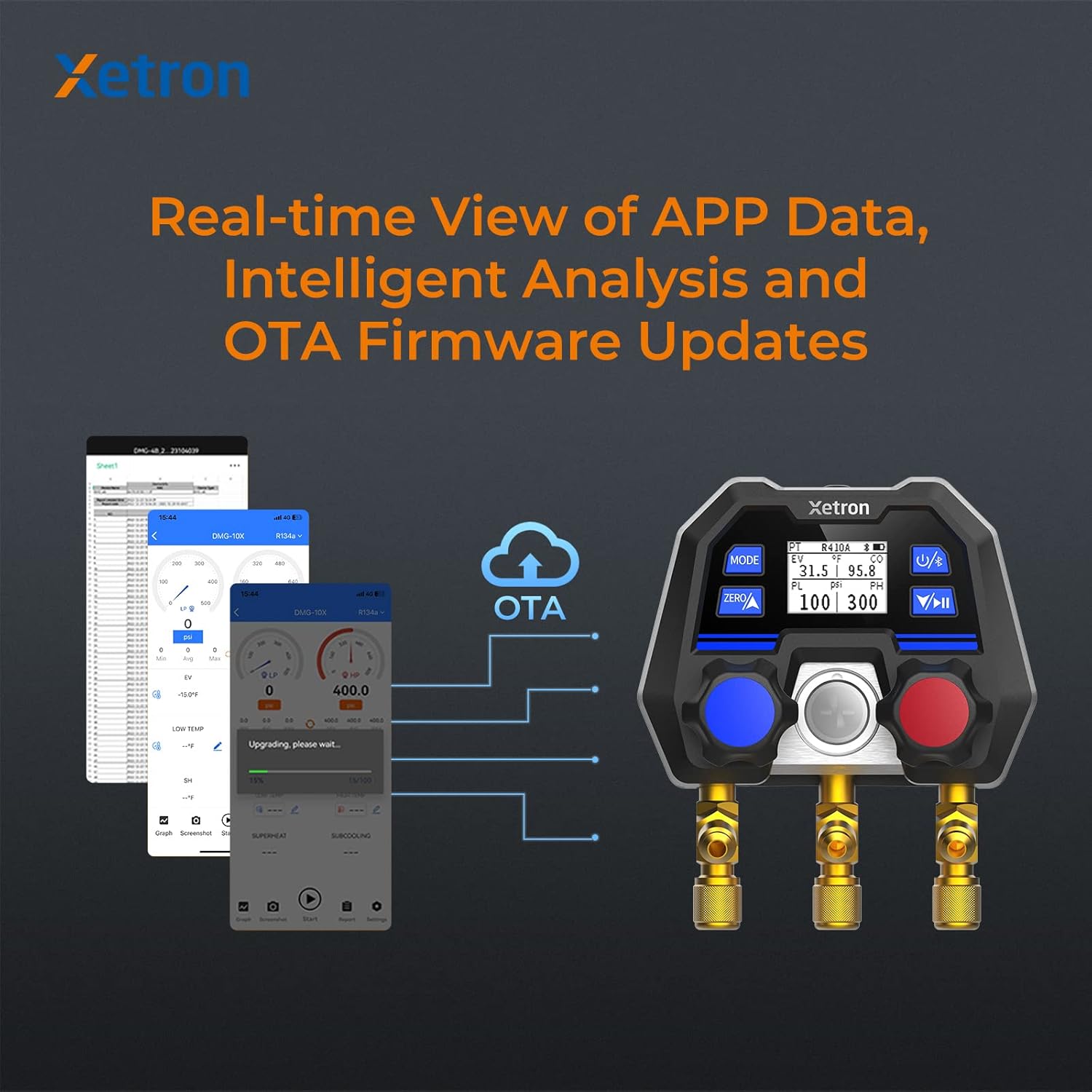 Xetron DMG-10X app data view and OTA firmware updates