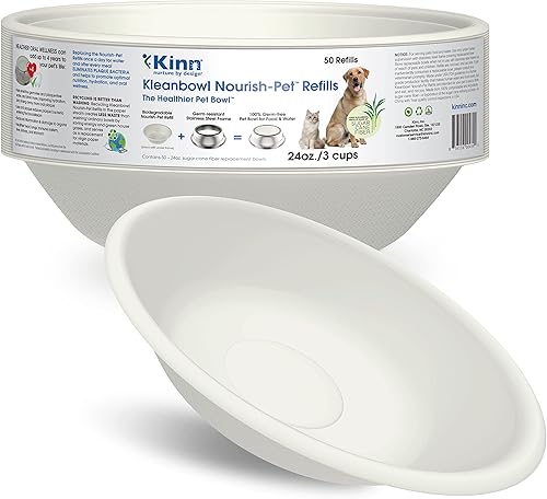 Miniatura 8 de Kinn Whisker Fatigue - Cuenco para gatos, compostable y desechable, 24 onzas (50 repuestos), cuenco de agua para gatos, apto para bigotes, para