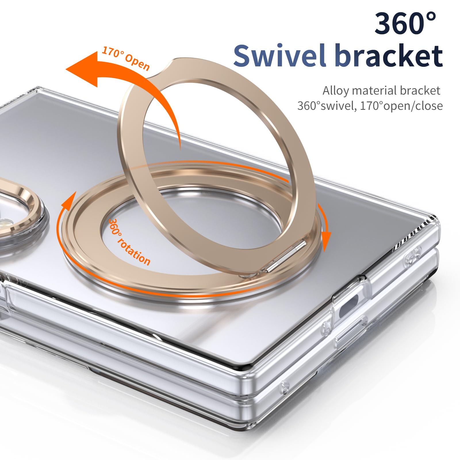 BGZ - Custodia trasparente per Samsung Galaxy Z Fold 8, con pellicola | Custodia magnetica per MagSafe, supporto ad anello a 360°, sottile, antiurto, trasparente, per Samsung ZFold8