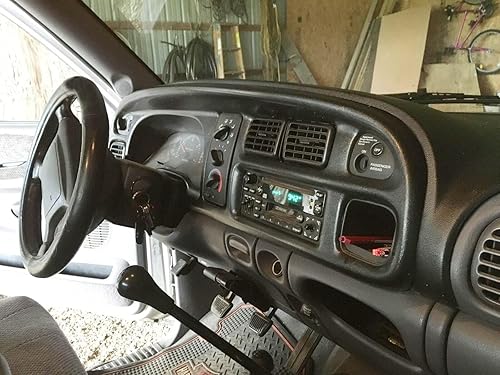 Vista 54 de ECOTRIC Cubierta de bisel de tablero de tablero compatible con Dodge Ram 1998-2002 1500 2500 3500 Kit de panel de instrumentos con rejillas