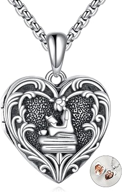 Personalized Heart Locket Necklace 925 Sterling Silver That Holds Pictures Photo Keep Someone Near to You Custom Lockets Necklaces Letters Engraving for His Her