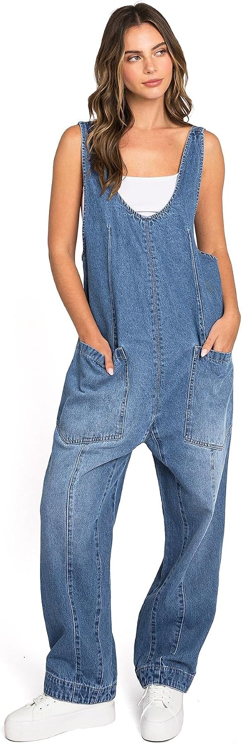 Womens Baggy Harem Suspender Maddie Jean Jumpsuit