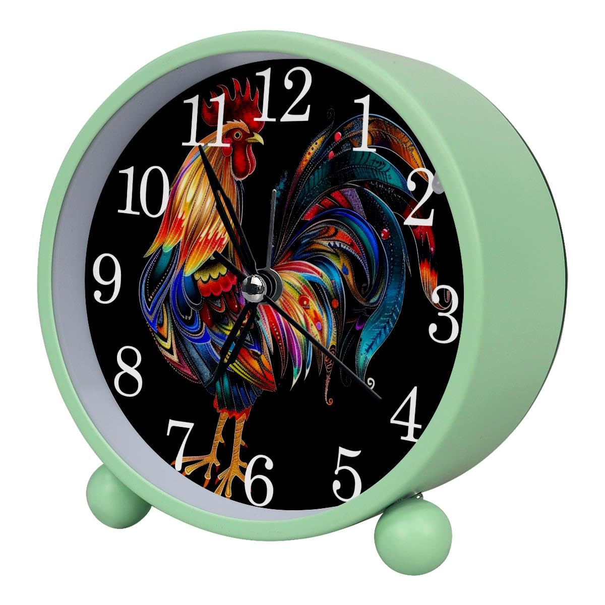 Luoweisi Alarm Clock Colorful Rooster, Silent Non-Ticking with Night Light