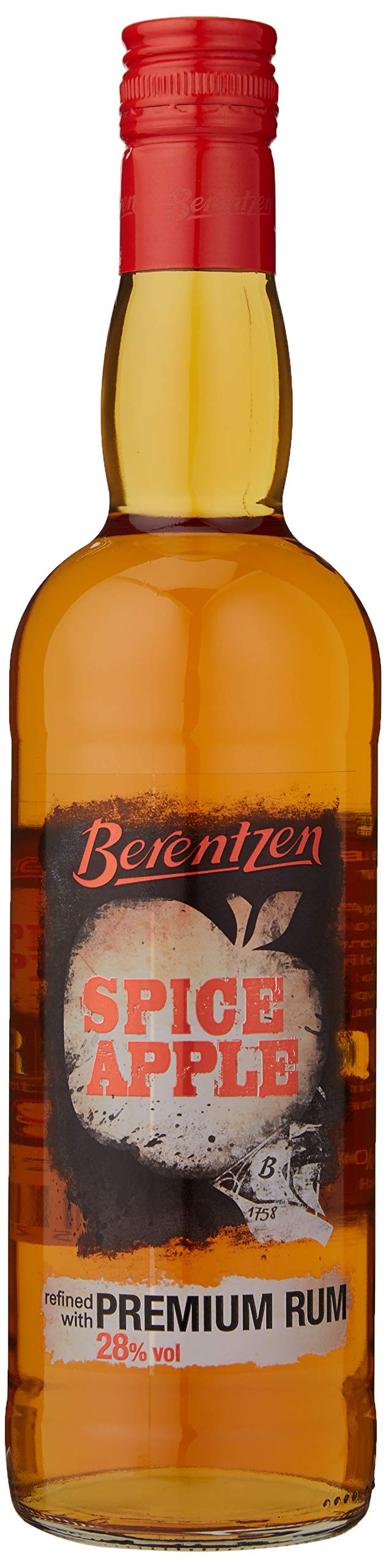 Berentzen - Spice Apple Rum - 70cl Single Bottle - 28% ABV - Smooth, Spicy - Sweet & Fresh Flavour - Premium Spice Rum