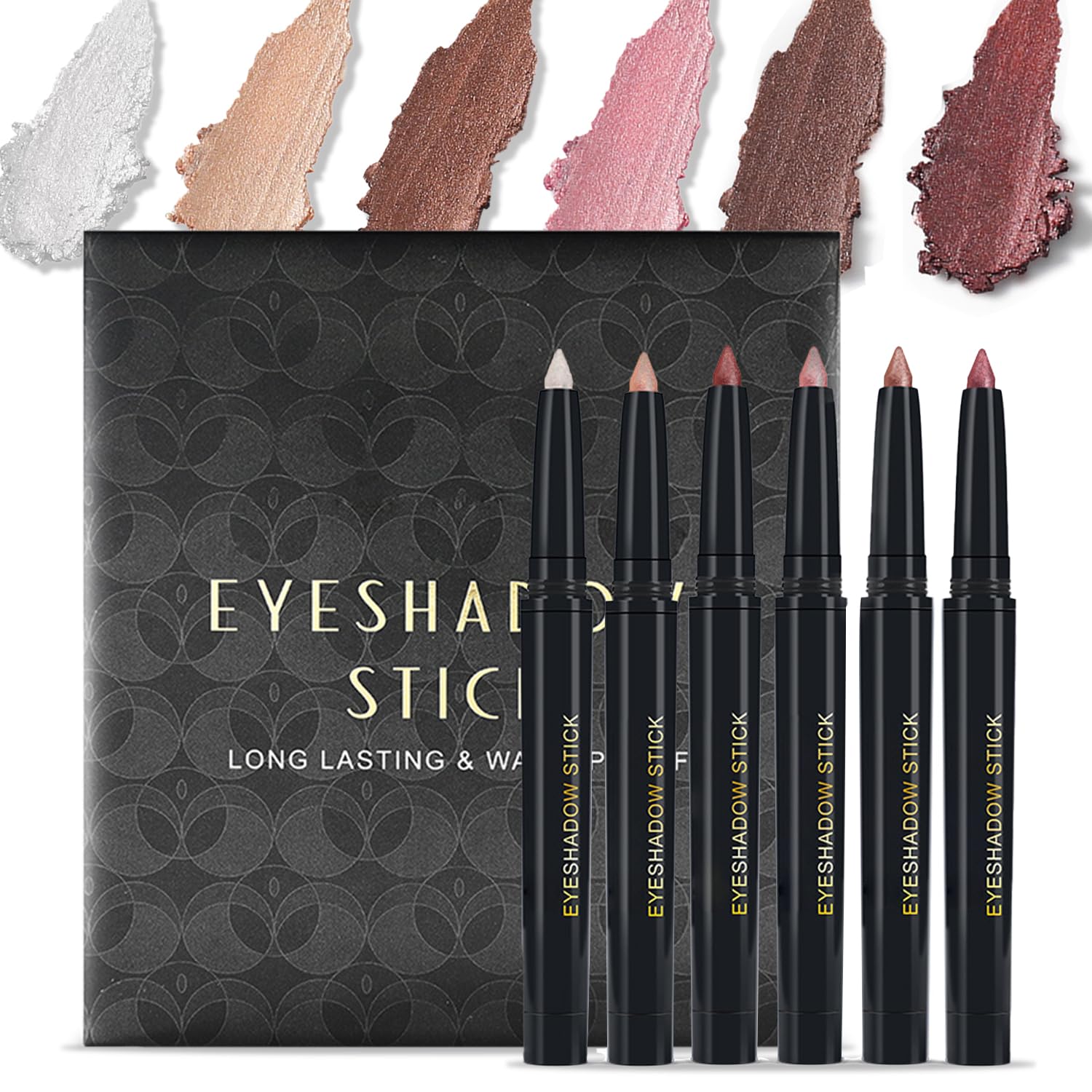 6 Colors Eyeshadow Stick Set, Shimmer Glitter Eye Shadow Pencil