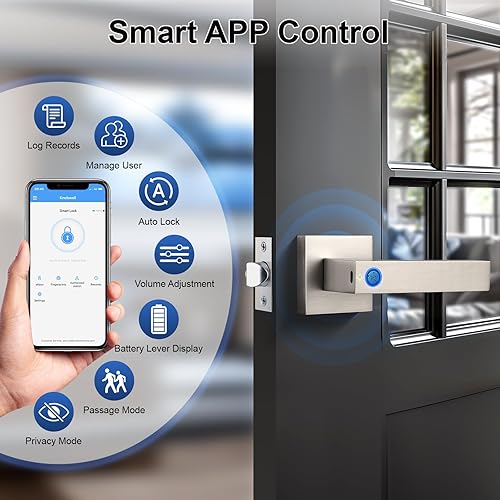 Miniatura 6 de KNOBWELL Cerradura de puerta inteligente de huellas dactilares con control de aplicación, cerradura de puerta inteligente, perilla de puerta