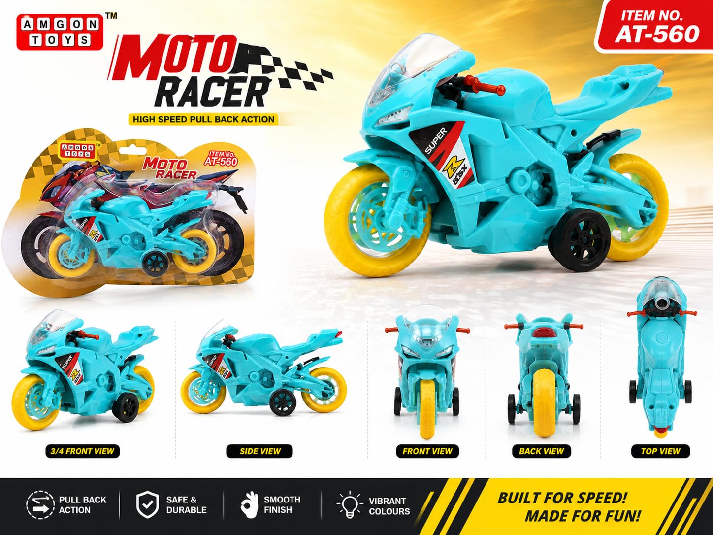 Amgon Toys Moto Racer Pull Back Action Toy Sports Bike | High