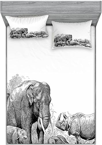 Miniatura 104 de Ambesonne Juego de sábanas bajeras y fundas de almohada, diseño retro de los videojuegos con botones de joystick vintage de los años 80 y 90, diseño