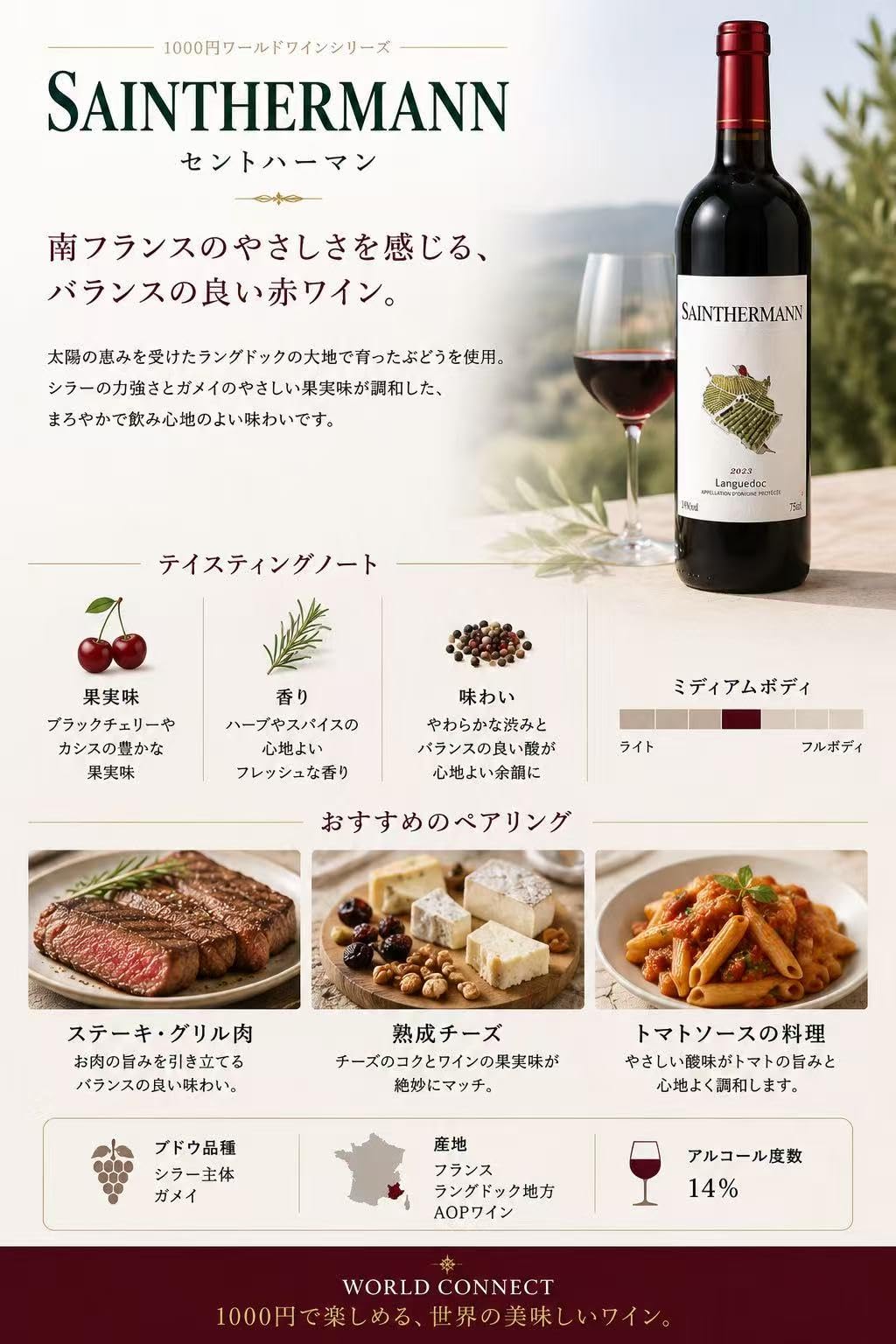 Amazon.co.jp: セントハーマン 1000円ワールドワインシリーズ フランス
