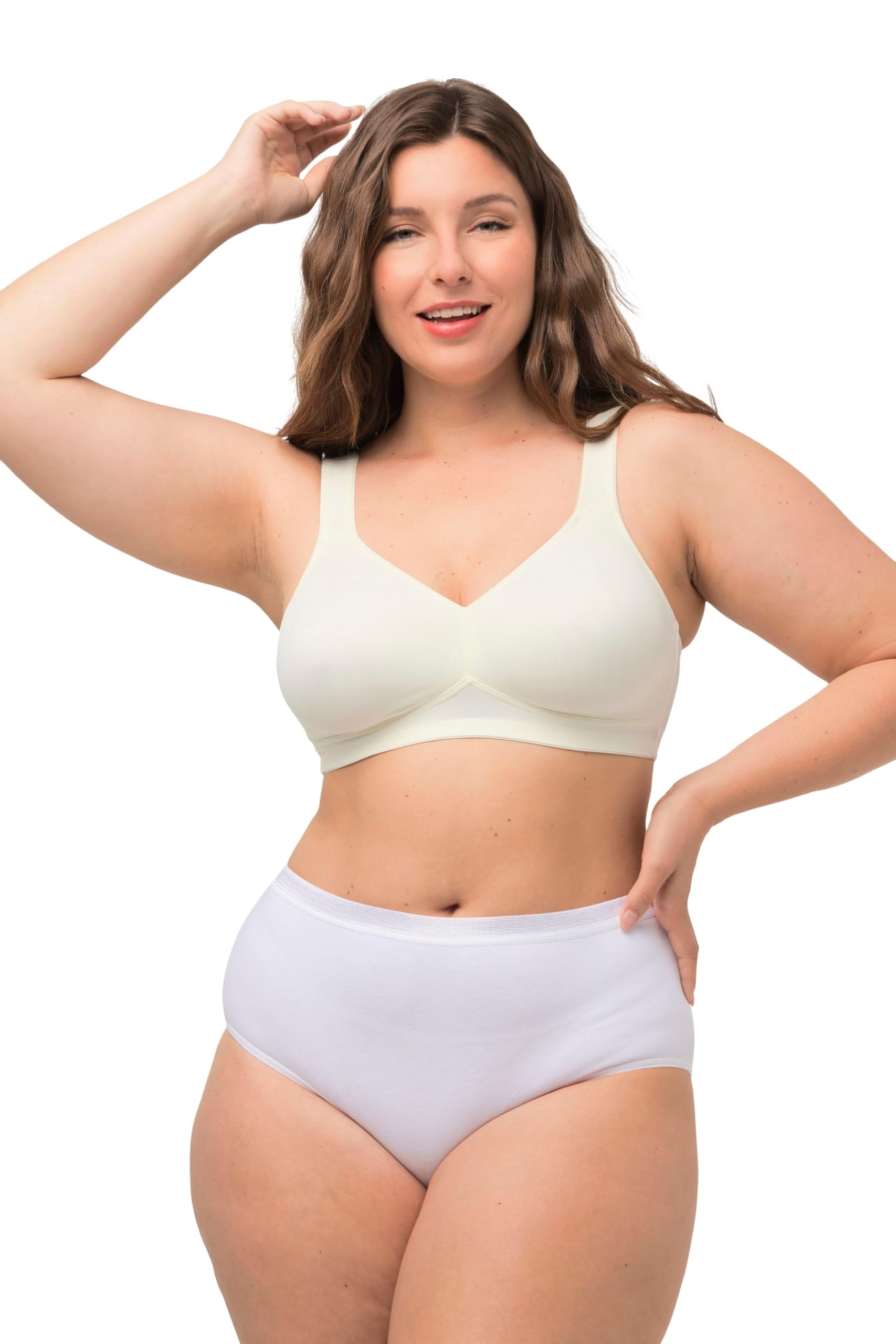Ulla Popken Womenswear Plus Size Curvy Oversize Soft & Silky Microfiber Support Bra Champagne 90D 535571 25-90D