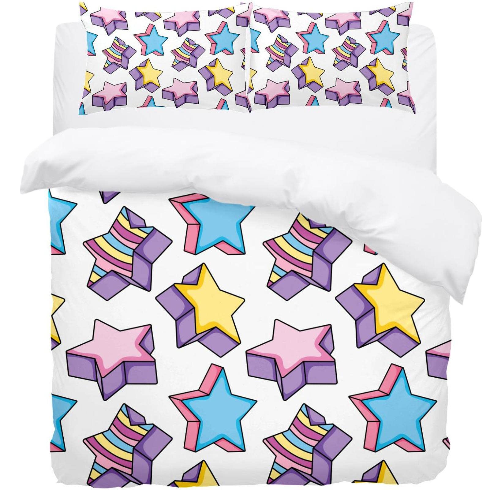 Parure de lit housse de couette étoiles avec taies d'oreiller pour mieux dormir