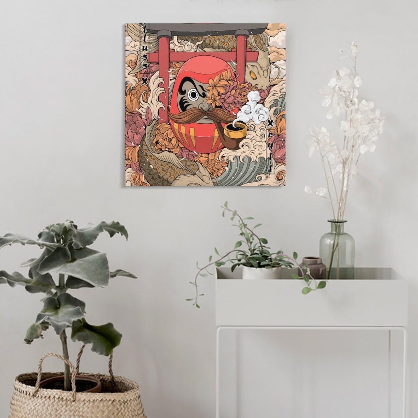 Amazon｜アートパネル 装飾画 アートフレーム 福だるま 縁起物だるま