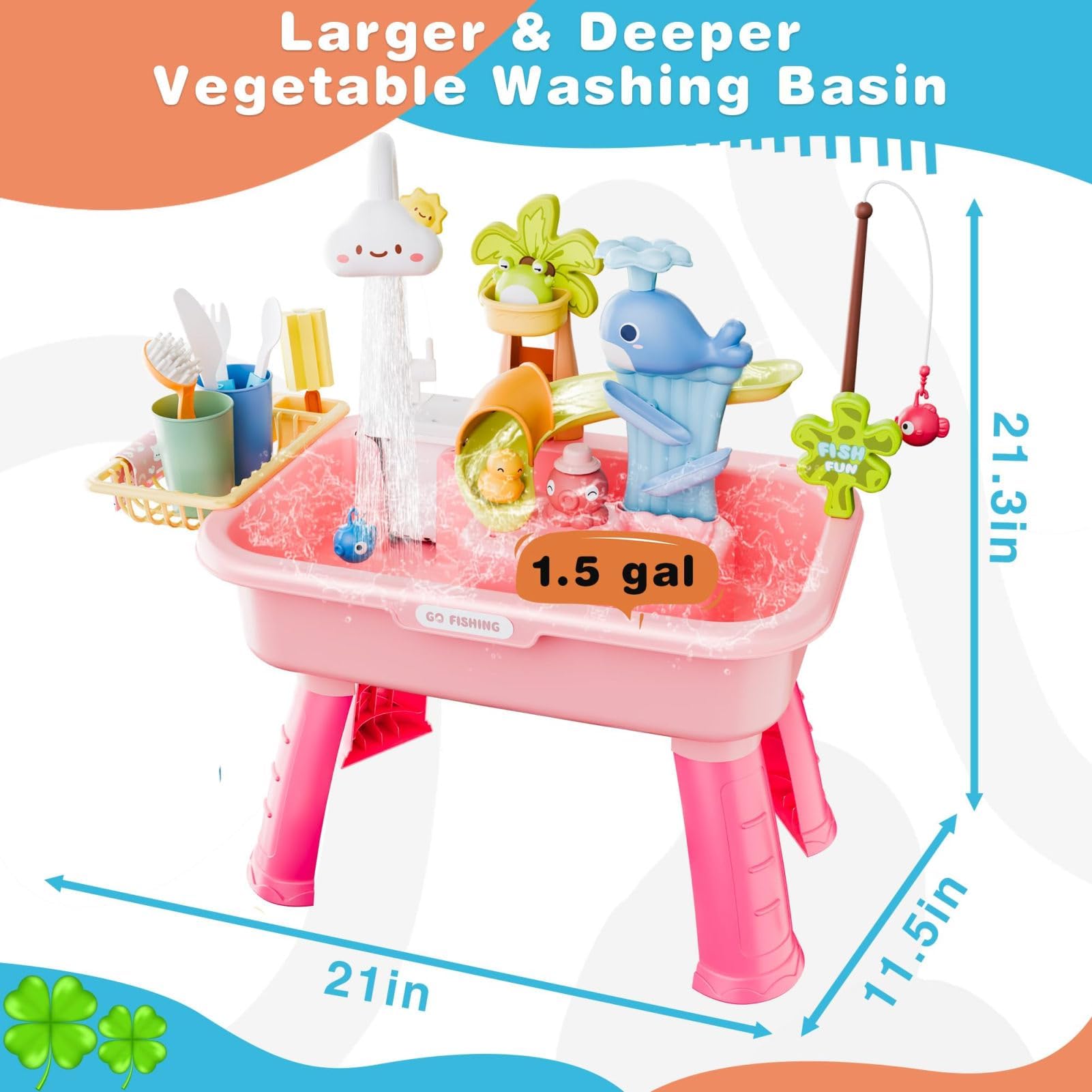 ZVD Table Eau Sable,Évier De Jeu Électrique avec Pompe Et Eau Courante avec 43 Pièces Accessoires de Jeux d'eau,Grande Table Exterieur Jouet sur La Plage Arrière- pour Les Enfant 3 Ans+ (Bleu)