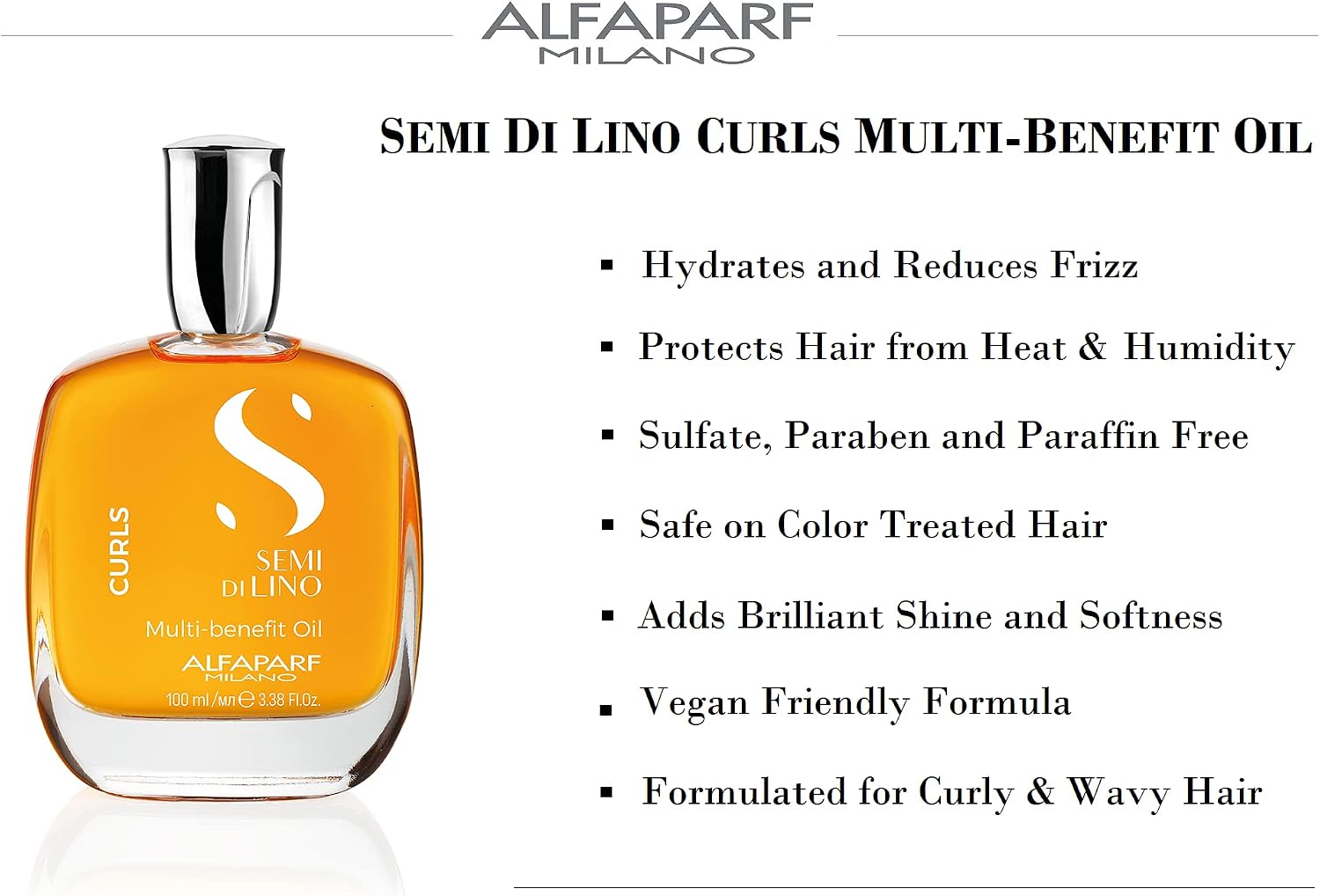 Alfaparf Semi di Lino Curls Multi Benefit Moisturizing Oil For Curly Hair 100ml, no Colour, 21 ml (Pack of 1) - Image 5