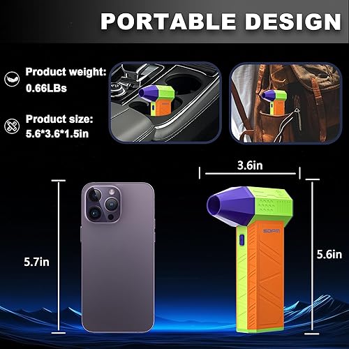 Miniatura 6 de Plumero de aire eléctrico  Plumero de aire comprimido de 130,000 rpm, soplador de secado a chorro ajustable de 3 engranajes, lata reutilizable para