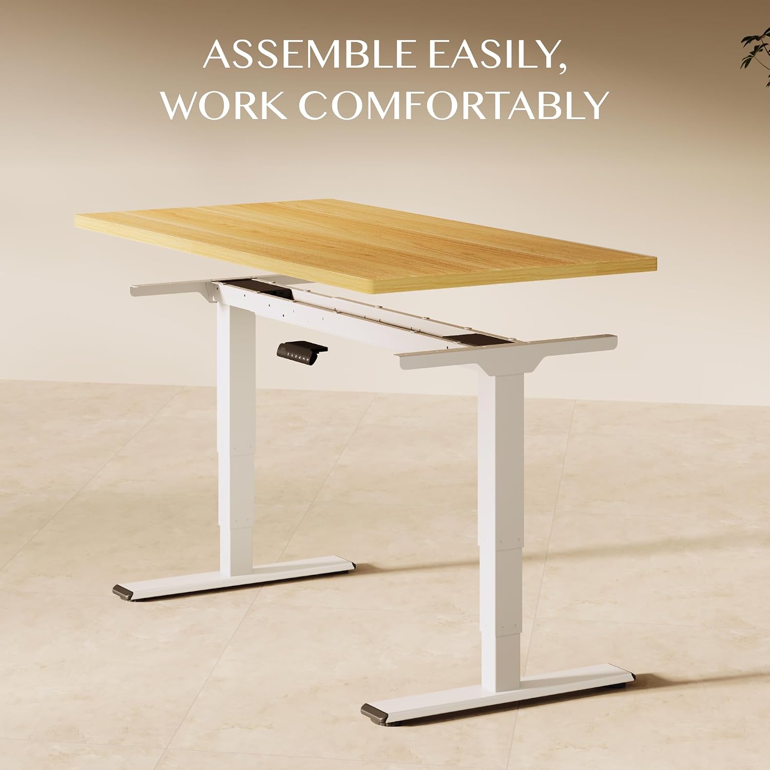 Exploded view of the FLEXISPOT EC5 Lite desk frame and desktop, illustrating the assembly process.