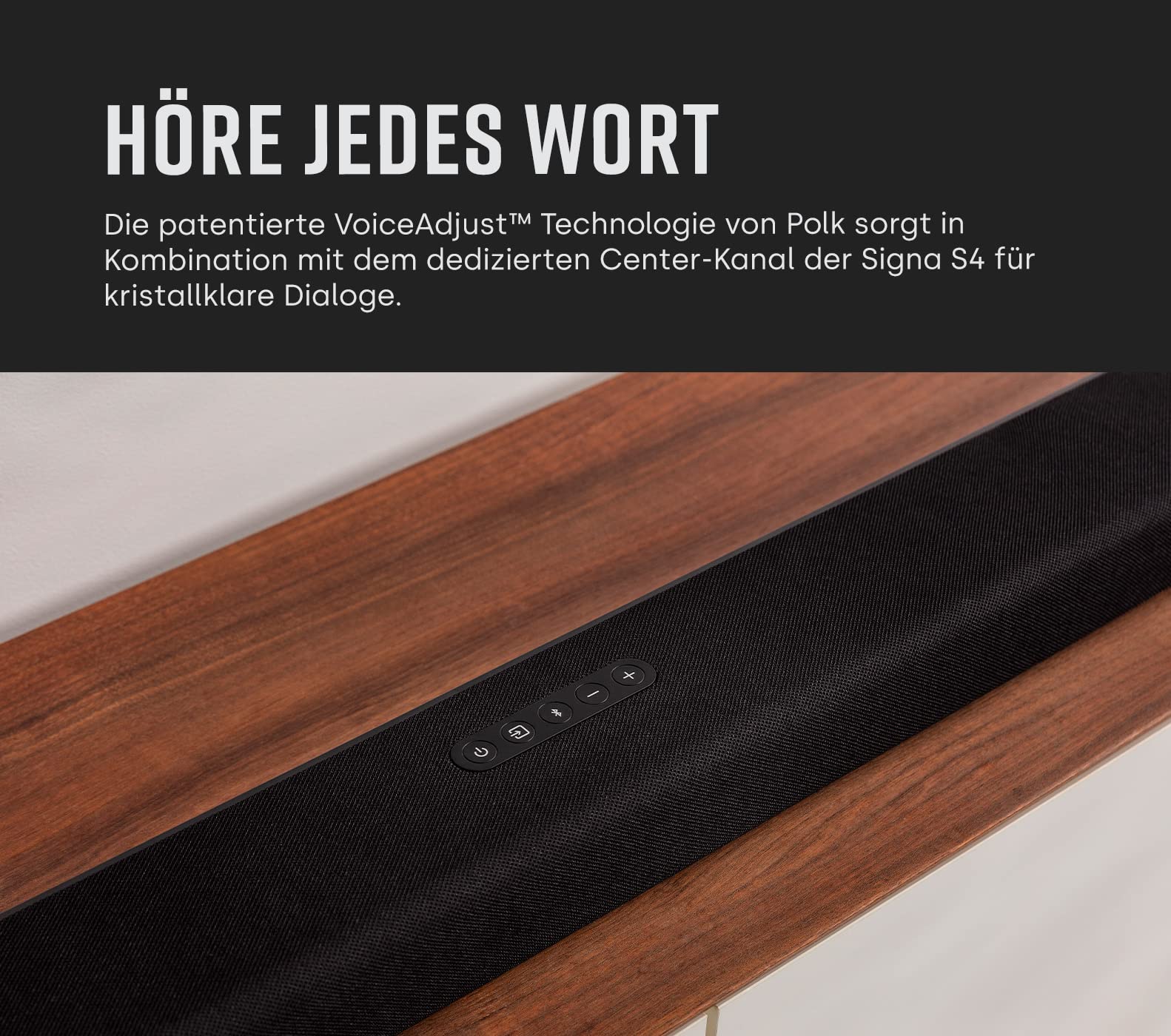 Polk Audio Signa S4 True Dolby Atmos TV Soundbar mit Wireless Subwoofer, 3.1.2 Soundbar für TV Geräte, HDMI eARC, Bluetooth, AUX, optischer Eingang, Schwarz