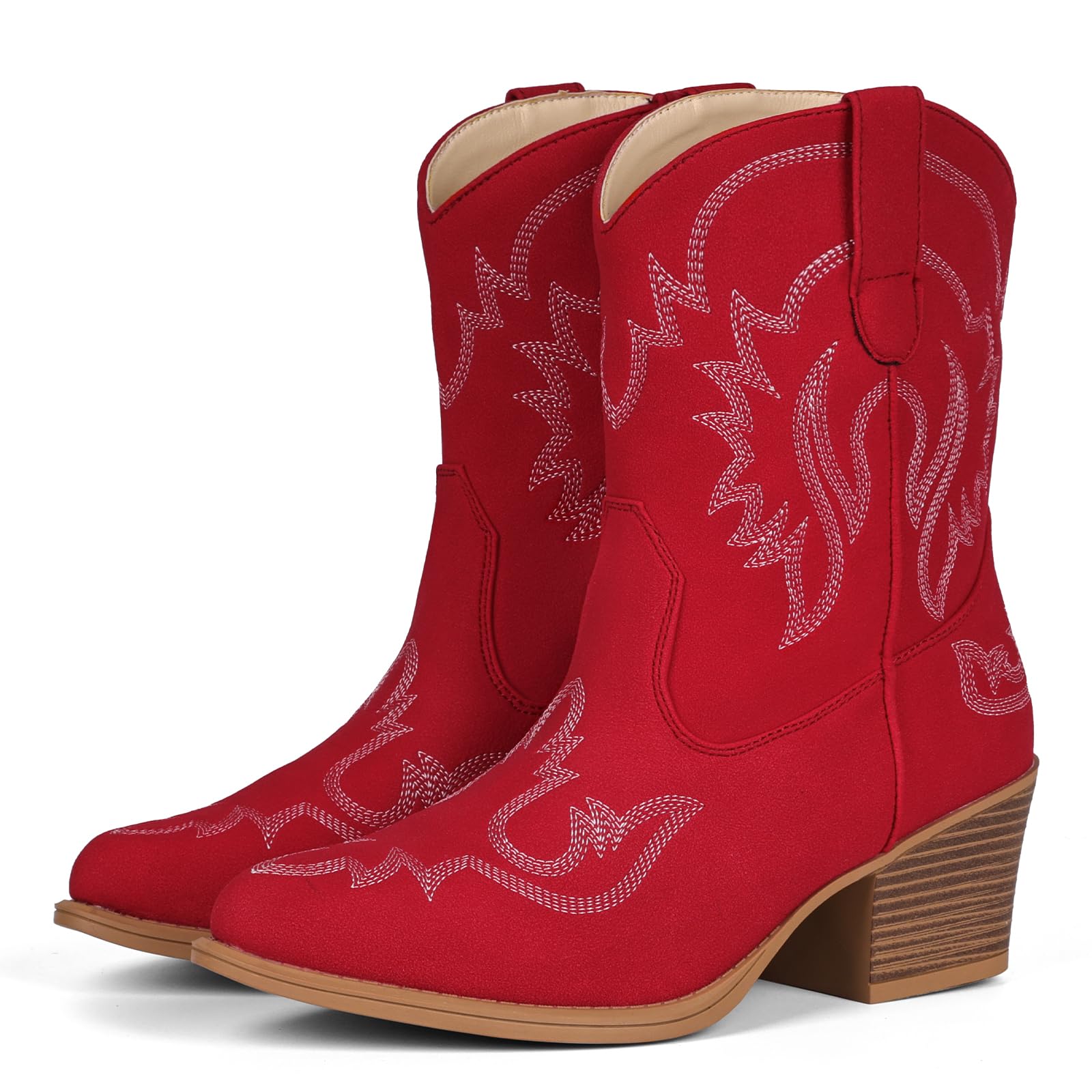 IXU Cowboy Boots for Women Ankle Cowgirl Boots Pointed Toe Short Western Booties