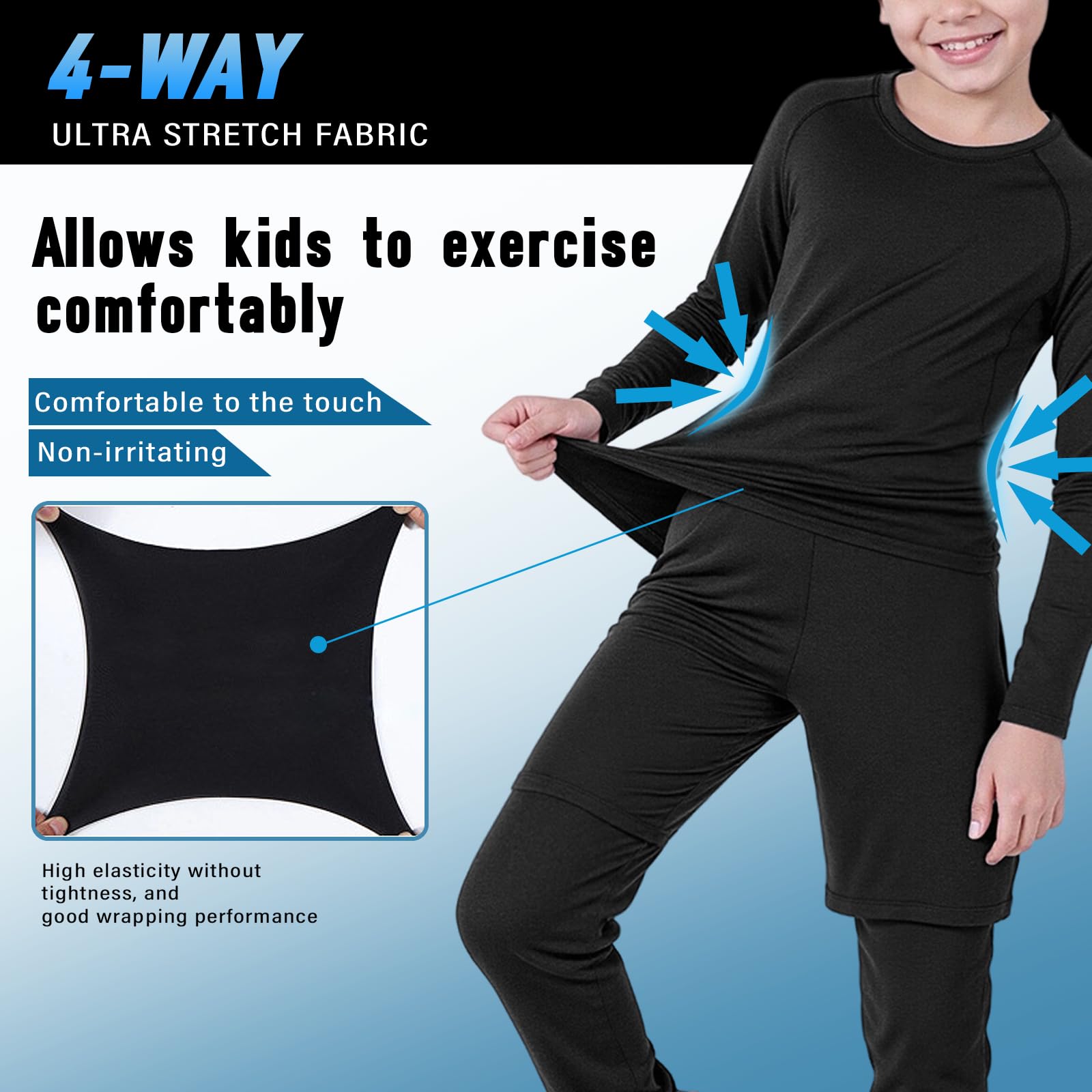 Ensemble de Sous-vêtements thermiques pour garçons, Haut à Manches Longues, Leggings doublés en Polaire, adapté au Sport, Football et Ski