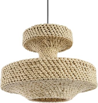 Hand Woven Rattan Pendant Light Large Boho Pendant Light 2-Layer Design Wicker Woven Chandelier Farmhouse Rustic Chandelier for Living Room Dining Room Kitchen Bedroom Foyer