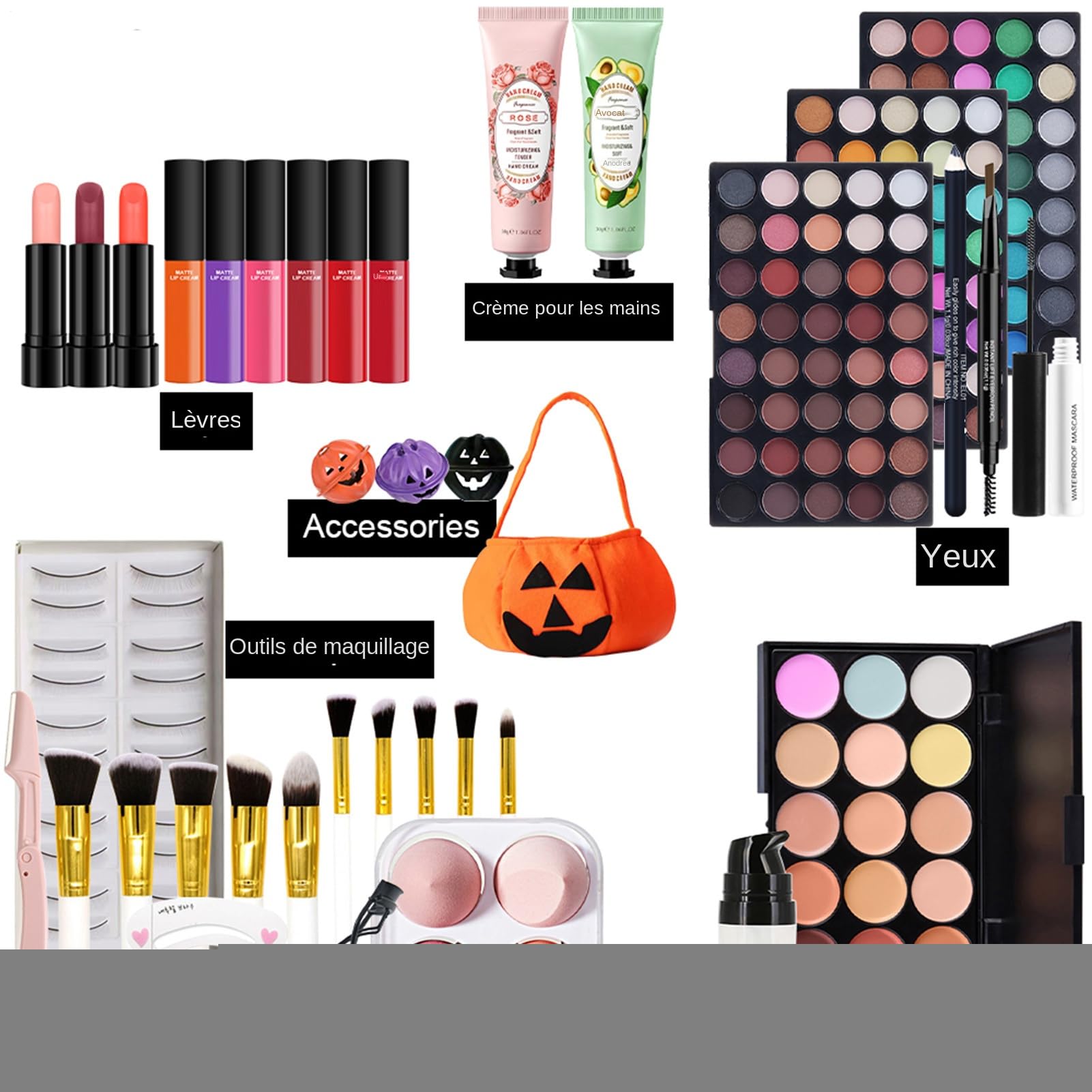 Zestaw do makijażu | Szczotka do makijażu | Paleta Eyeshadow | profesjonalne pędzle do makijażu, zestaw do makijażu dla kobiet, kompaktowy zestaw do rzęs i podkładów, bezpieczne pędzle do