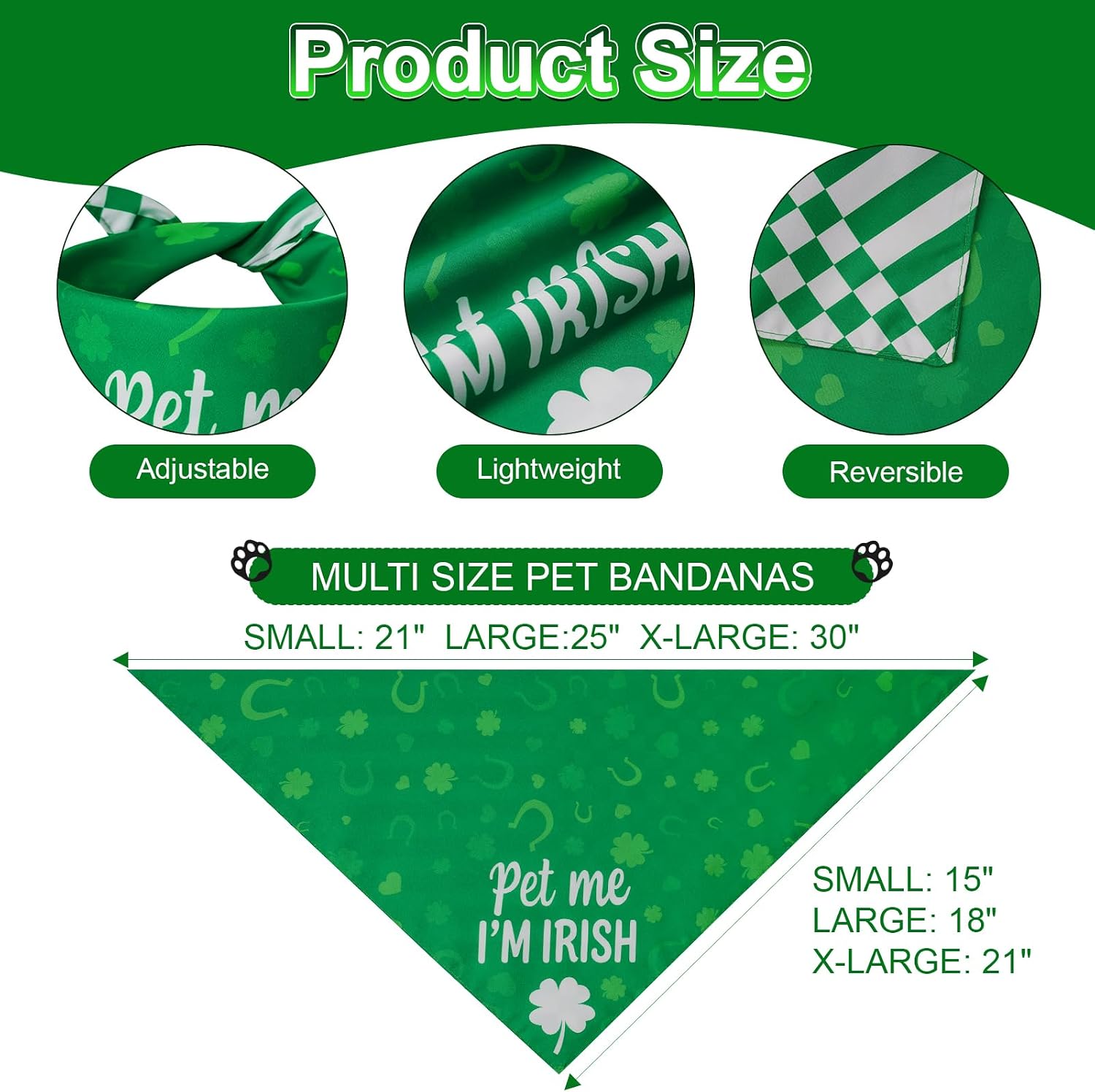 St. Patrick's Day Dog Bandanas Large 2PCS, Green Scarf for Boy Girl image 3