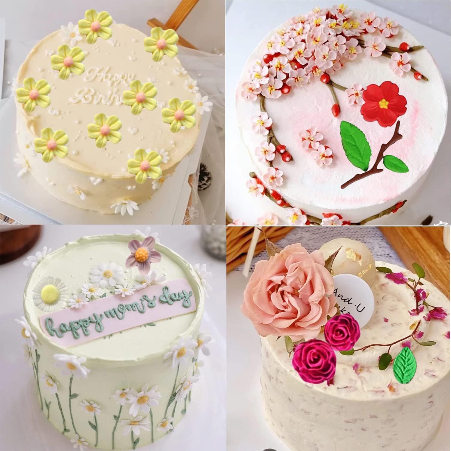 ローズフラワー フォンダン ケーキ型 ピーチフラワー シリコン型 フラワーリーフ キャンディ型 カップケーキ用ケーキトッパーデコレー