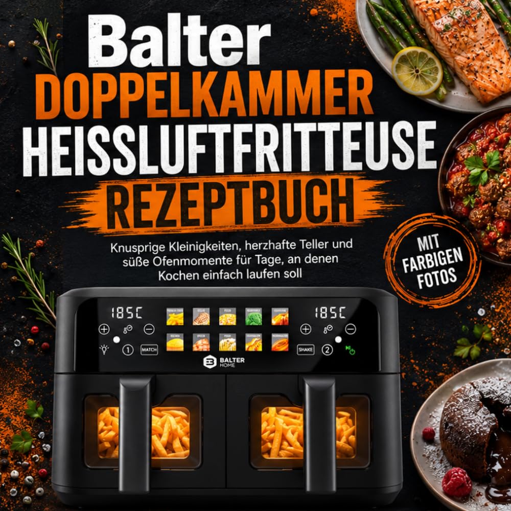 Balter Doppelkammer Heißluftfritteuse Rezeptbuch: Knusprige Kleinigkeiten, herzhafte Teller und süße Ofenmomente für Tage, an denen Kochen einfach laufen soll