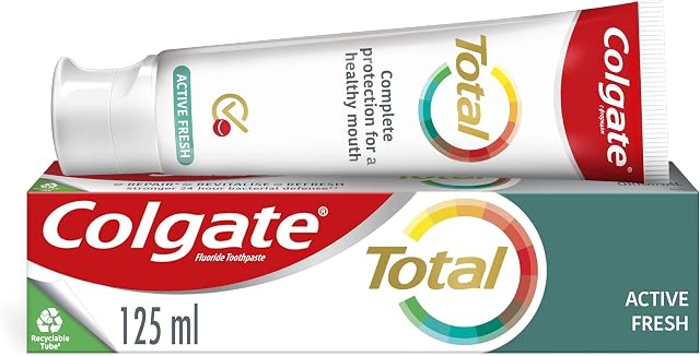 Colgate Total Active Fresh Toothpaste 125ml | 24 hour antibacterial toothpaste | complete protection for your whole mouth against cavities, freshens breath and strengthens enamel