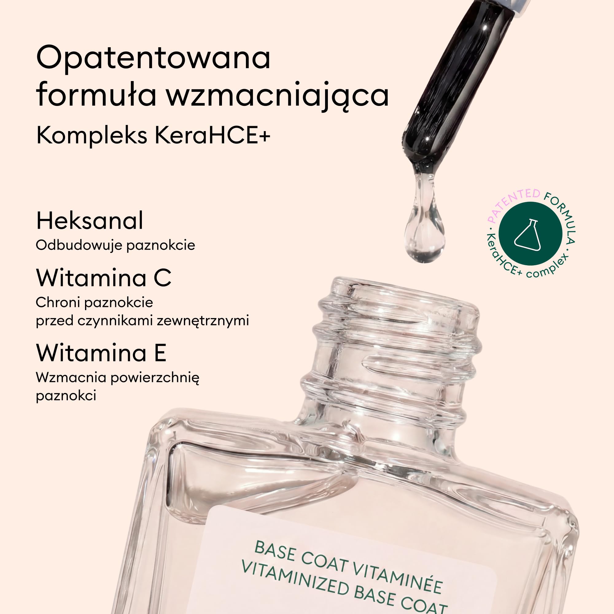 Manucurist - Witaminowa Base Coat Green, Primer do Paznokci 84.5% Naturalnego Pochodzenia, Patentowany Kompleks KeraHCE+, Wegańska, Made in France - 15 ml