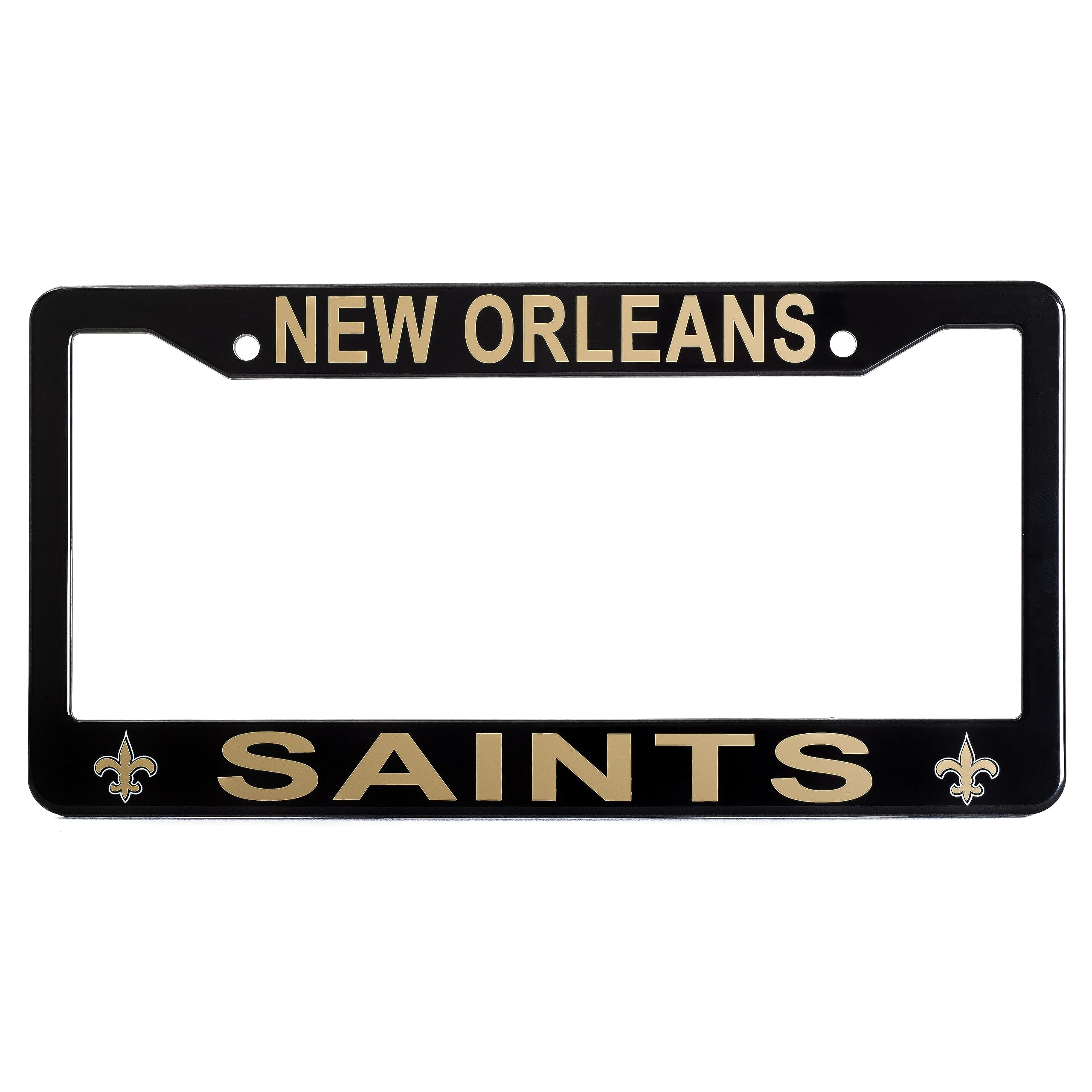 EliteAuto3K License Plate Frame Cover for New Orleans Saints Fans – Black – 12.25” x 6.25” - Ideal Gift for Sports Fans & Supporters – Slim Design