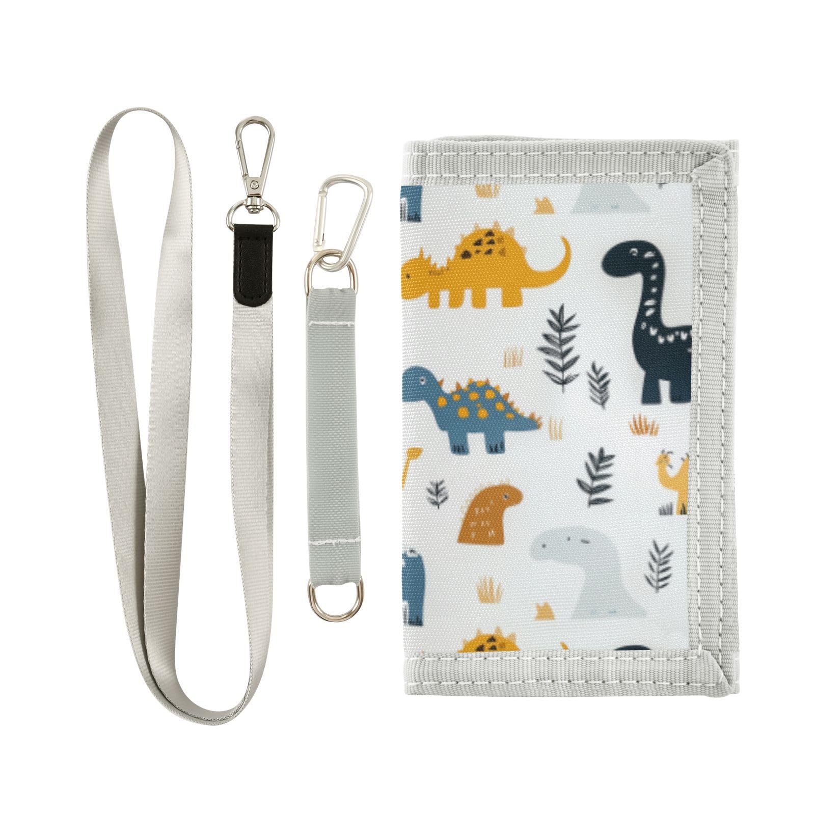 Wusikd Dinosaurs Kids Wallet for Boys Girls Leaves Toddler Trifold Wallet Novelty Wallet for Teens Women Men