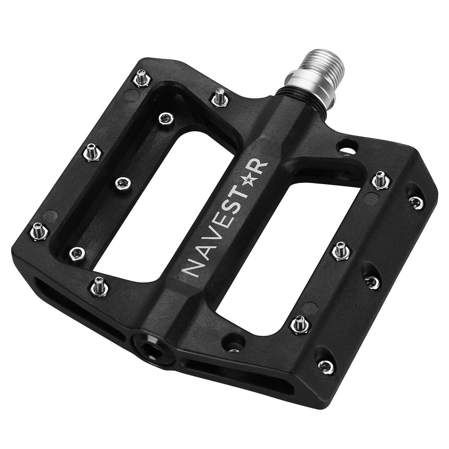 Lightweight Mountain Bike Pedal, Strong Non-Slip Bicycle Pedal for BMX Road MTB Bikes (Black-Sliver)