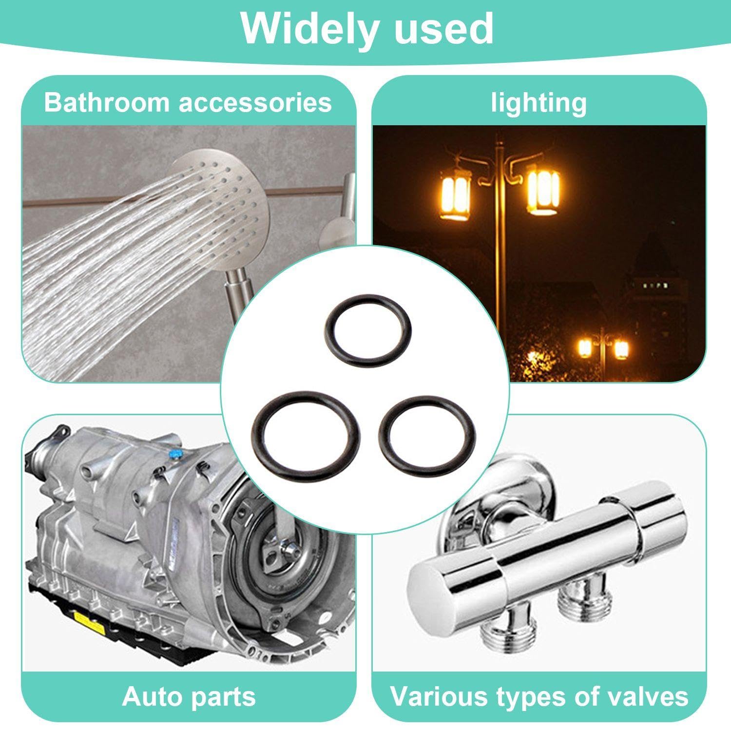 15 Pieces of O-Ring Seals, Rubber Seals, Wear-Resistant Seals, High-Temperature Resistant Seals, Black - Image 4