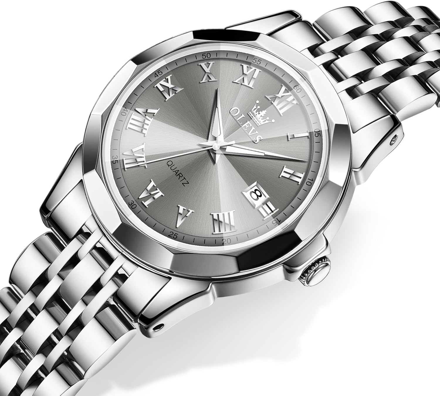 OLEVS Womens Watch Luxury Waterproof Silver Watch for Women Analog Quartz Stainless Steel Ladies Dress Watches Casual Wrist Watches for Woman Small Face with Date Reloj para Mujer - Image 7