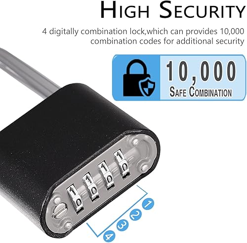 Miniatura 3 de V-Resourcing Candado de combinación resistente de 4 dígitos para exteriores para casillero de gimnasio escolar, casillero deportivo, valla, caja de