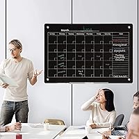 Vista 48 de J&J worldwide Glass Whiteboard Yearly Calendar - 35" X 47" Large Wall Whitrboard - White Board Dry Erase Planner for Wall Home, School, Office