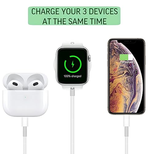 Miniatura 3 de Cable de carga 3 en 1 para teléfono y Apple Watch, cable de carga USB compatible con iWatch Series 9 8 7 6 5 4 3 2 1 SE1 SE2 Ultra 2, iPhone