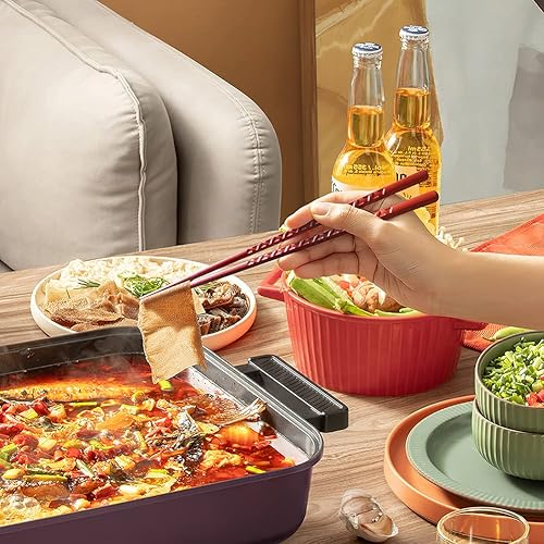 Miniatura 7 de YFWOOD - 5 pares de palillos de fibra de vidrio, reutilizables, multicolor, aptos para lavavajillas, antideslizantes, estilo japonés, 9.5 pulgadas