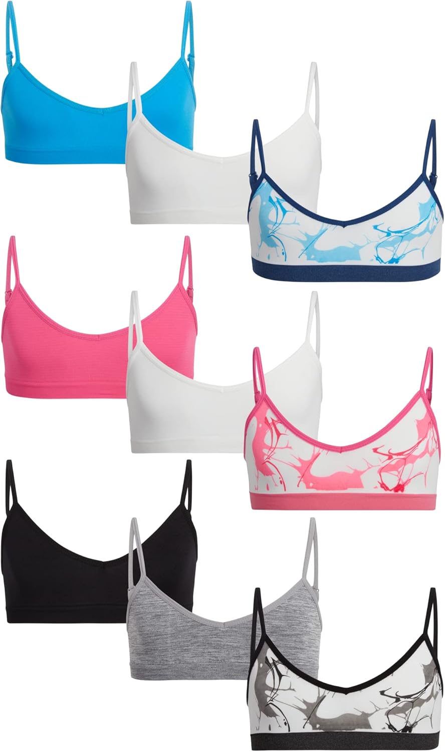 Sweet & Sassy Girls Seamless Training Bra Cami Training Bra Stretch Performance Seamless Bra 9 Pack - Image 3