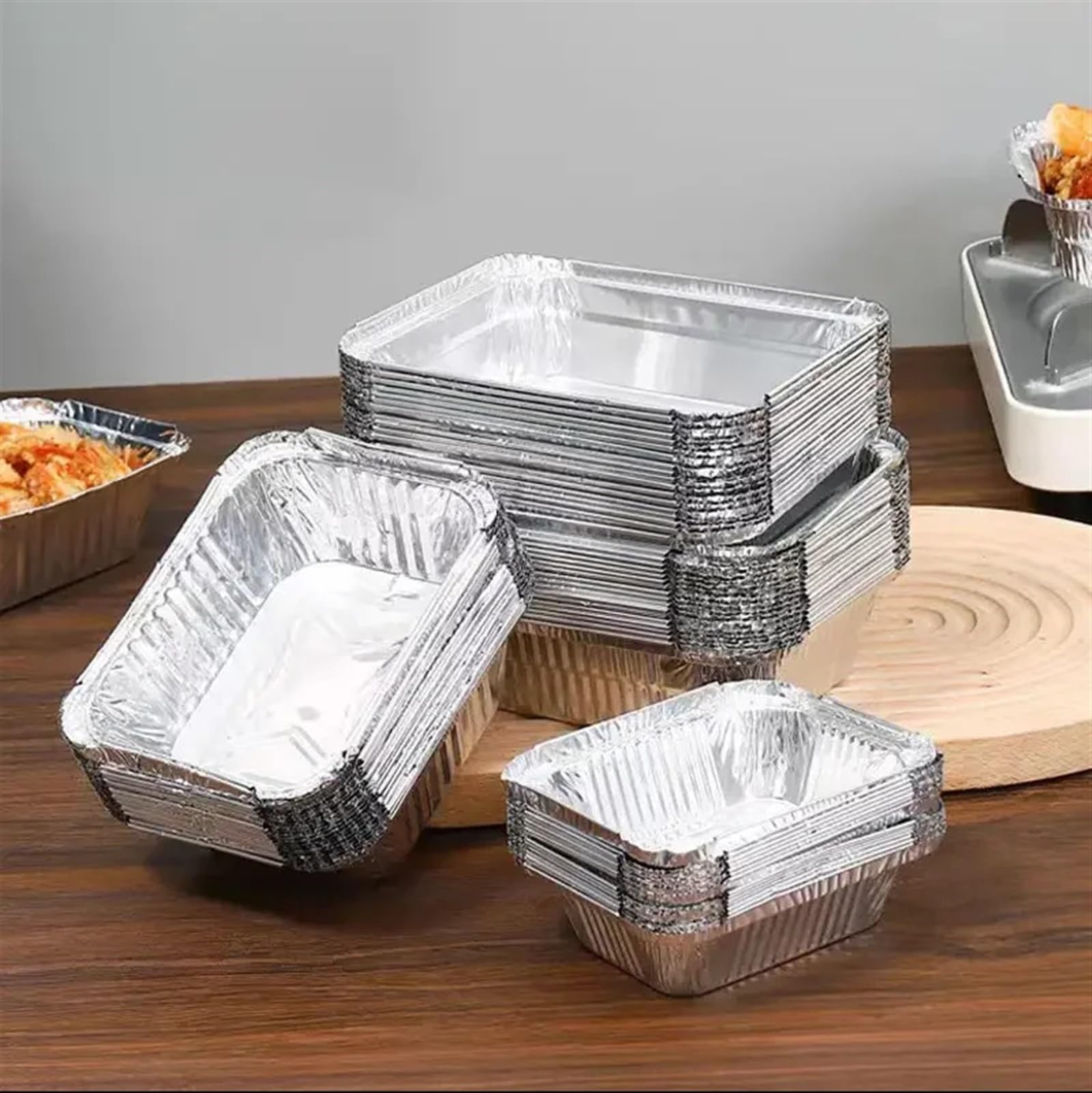 Jednorazowe naczynia kuchenne 25/50 szt. Prostokątna taca z folii aluminiowej BBQ Specjalna zagęszczona miska do pieczenia Pudełko gotowania Pieczenie(L 700ml,50pcs)
