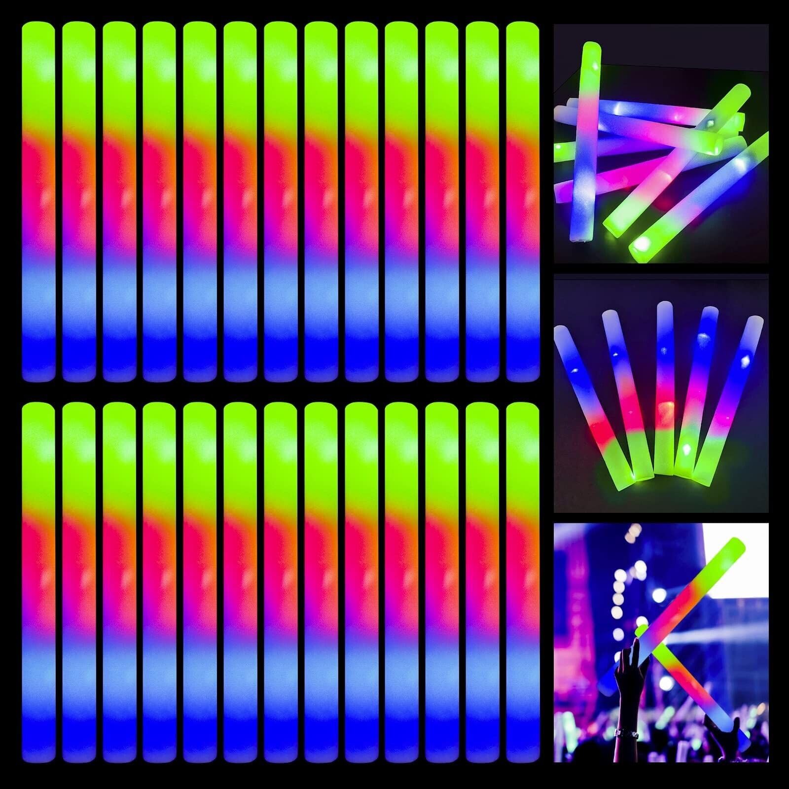 Dnoyevvs 56 Unidades Palos de Espuma Led, Palos Led, Barra Luz Varita Luminosa, 3 Modos, Bastones Luminosos multicolor, Juego de luces para Fiestas, Bodas, Celebraciones