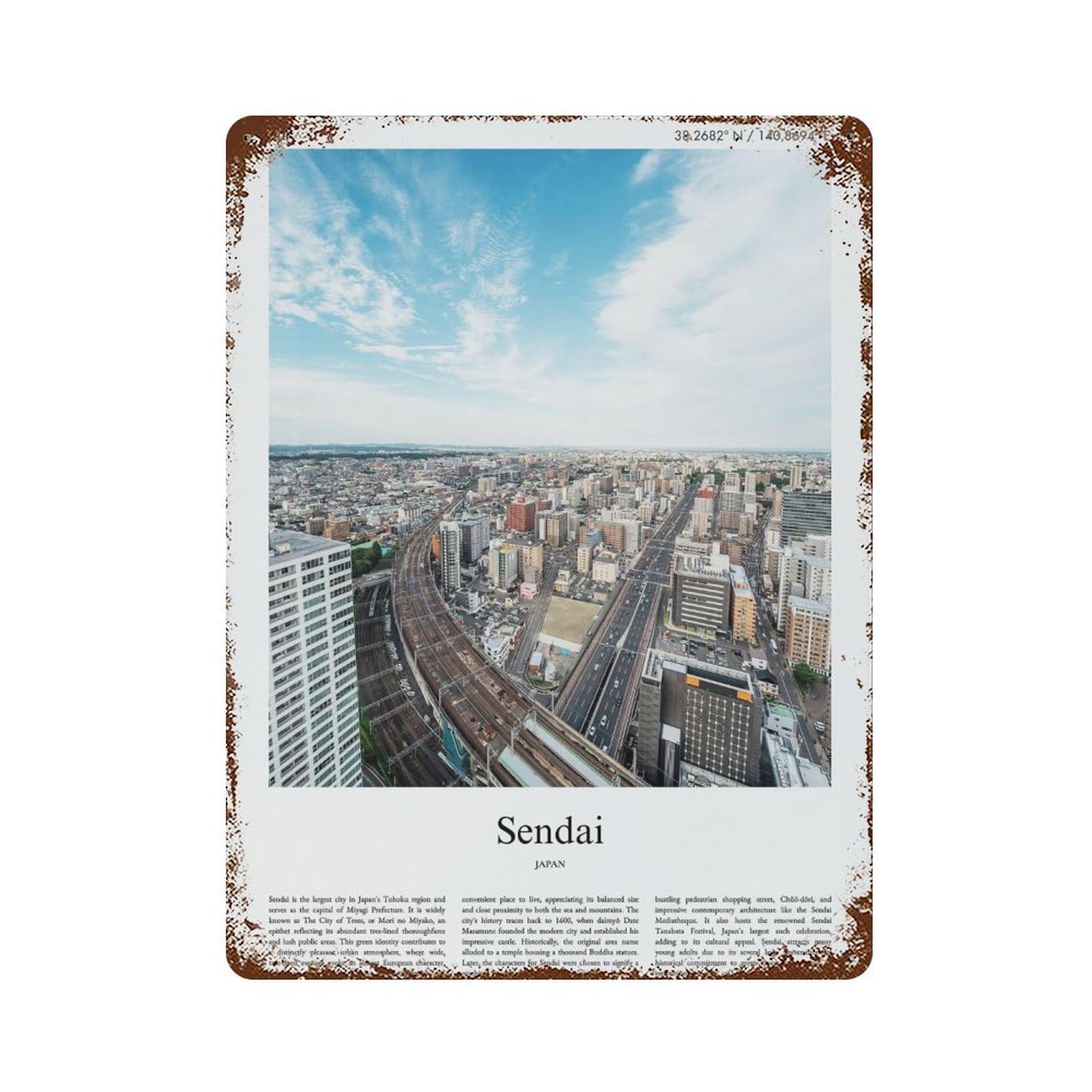 xiaoxiaoshen Sendai Japan City Scenery Wall Decor Art Metal Tin Poster Modern Home Decor Art Home Bar Shop Decorations Vintage Sign 40x30cm