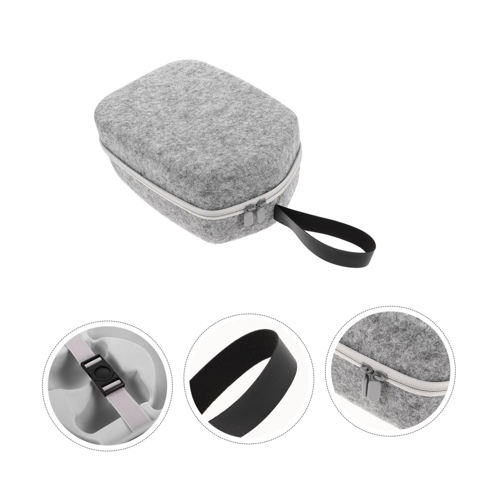 Estuche para Gafas de Virtual VR con Asa para Viajes, Caja Protectora de Fieltro Resistente a Golpes, Tamaño Compacto, Color Gris Jaspeado, Compatible con Oculus