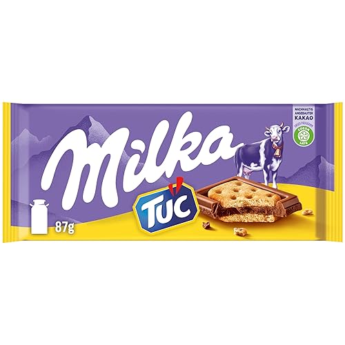 Milka TUC – Alpenmilch-Schokolade mit knusprigen Mini-Crackern – 87g (Packung mit 9) - 87 g (9er Pack)