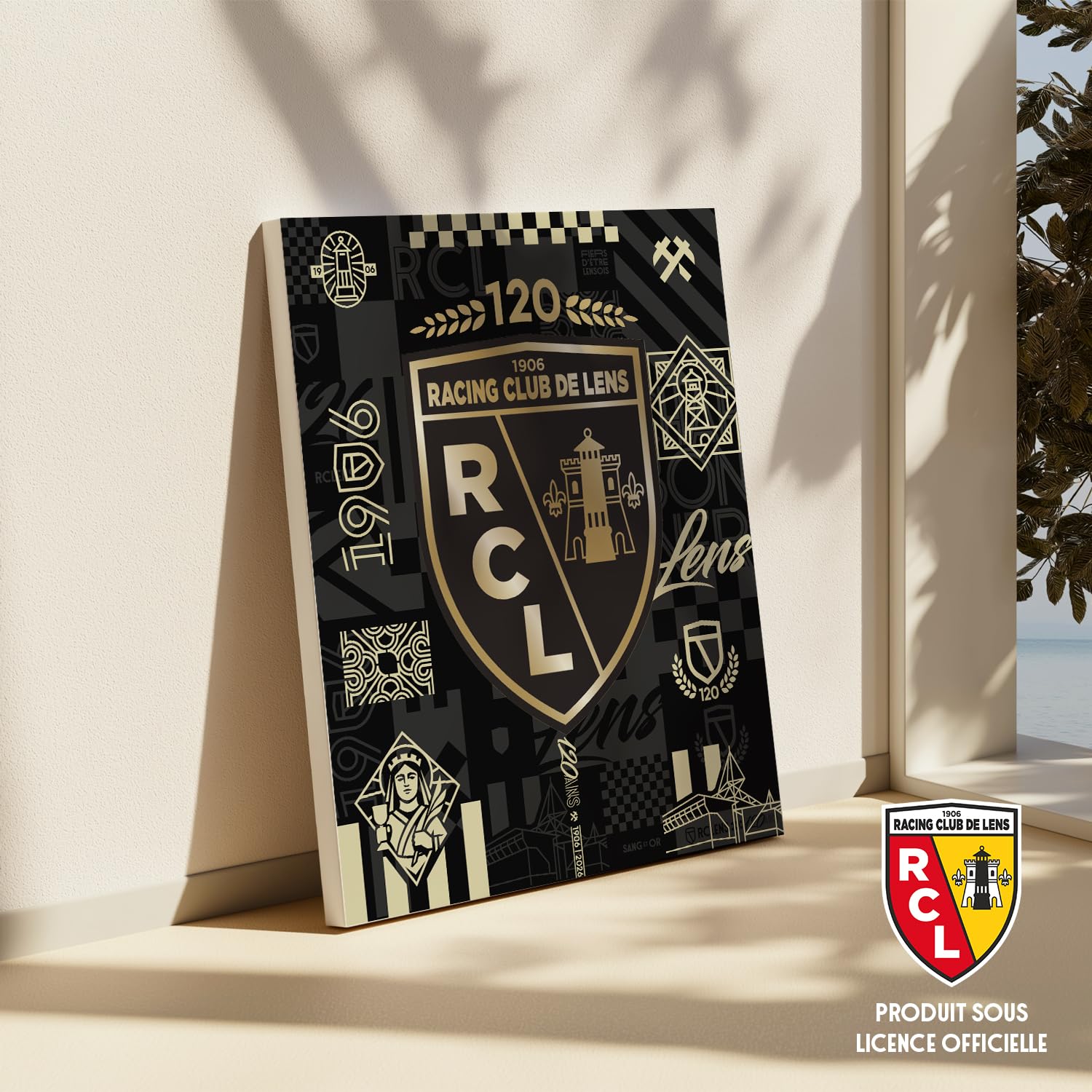 Toile Racing Club de Lens – Édition 120 Ans | Produit Sous Licence Officielle | Format 50x40 cm | Édition historique 120 ans | Fabriqué en France | Décoration Supporters – Personnalisation Prénom