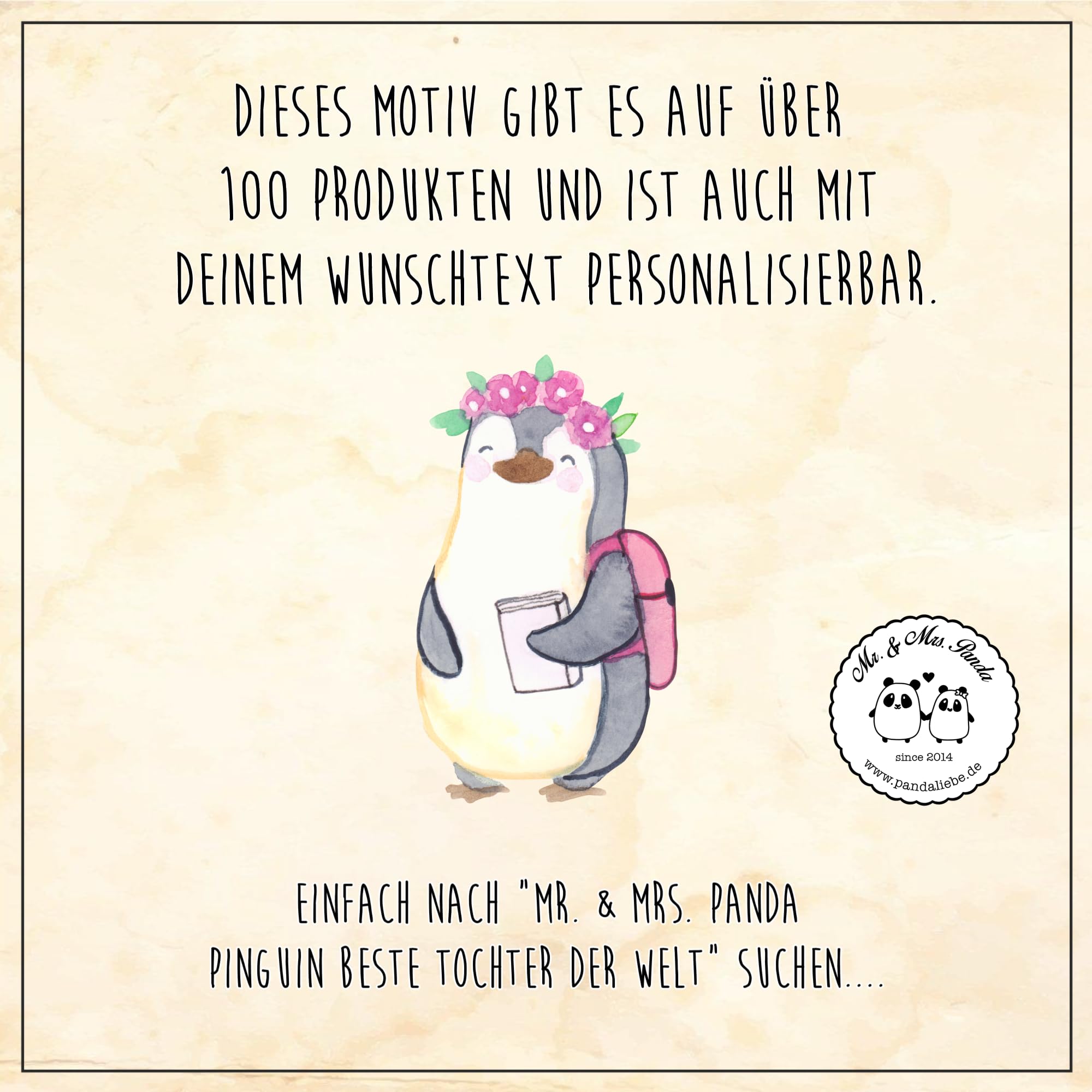 Mr. & Mrs. Panda Fussmatte personalisiert Pinguin Beste Tochter der Welt 40 x 60 cm - Personalisierte Geschenke, Kinder, Familie, Geschenkidee, Schmutzfangmatte, Dankeschön, Fußmatte personalisierbar
