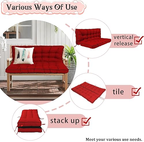 Miniatura 107 de Cojín de repuesto para columpio de 2-3 asientos, cojines de banco para exteriores con respaldo grueso de 4 pulgadas, muebles de patio, jardín, Flor
